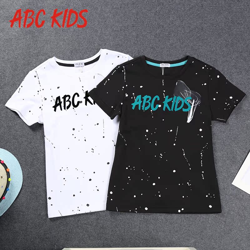 abckidsÄÐͯװ2018ÏÄ¿îÕýÆ·Äк¢¶ÌÐäTÐôѧÉúÔ²ÁìÉÀÖÐСͯ´¿ÃÞTÐô