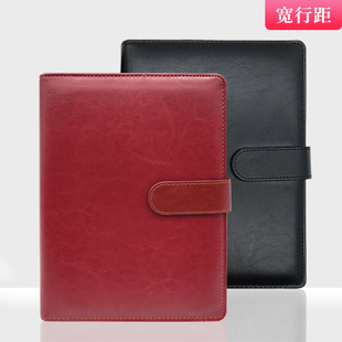 博宇活页本宽行距商务带扣A5/B5笔记本子简约大学生日记本精致六孔可拆卸记事本定制加宽间距会议记录本11316