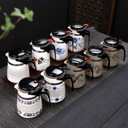 Elegant Cup Teapot with Ceramic Filter Liner, Office Flower Tea Cup, Heat-Resistant Tea Maker, Kung Fu Tea Set