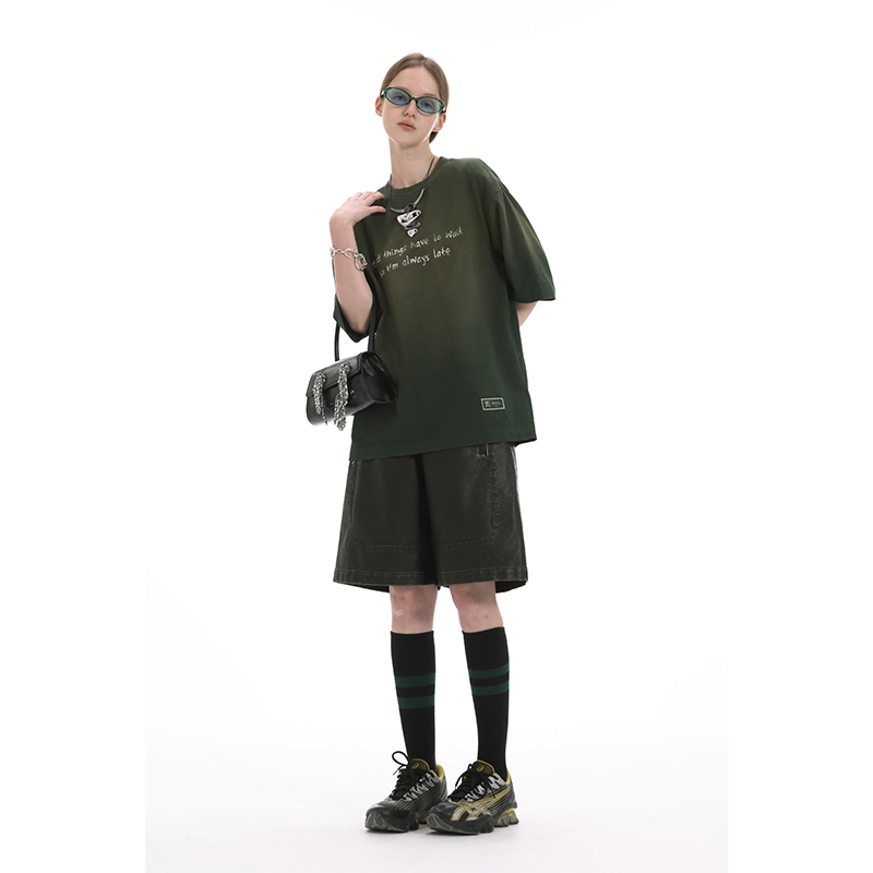 炒色洗水磨边短袖UNVESNO