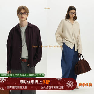 Unvesno 无刺感老钱row风慵懒抗皱休闲衬衫 莱赛尔亚麻混纺
