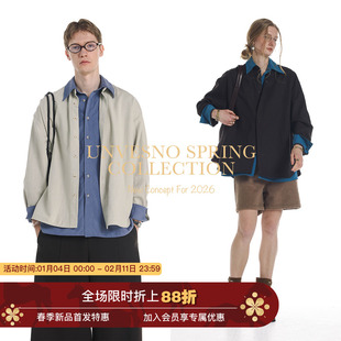 【假两件】Unvesno(UN)高智感松弛层次感叠穿撞色长袖男女款衬衫
