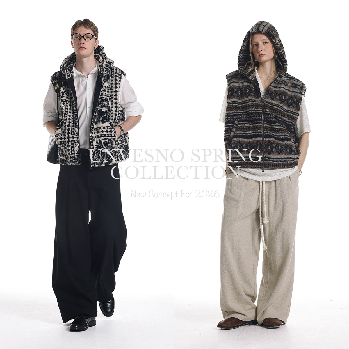 Unvesno(UN)荒野都市Vintage中古民族风摇粒连帽马甲