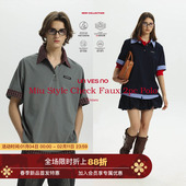 MIU系智感格纹针织拼接假两件polo衫 四合一功能 Unvesno