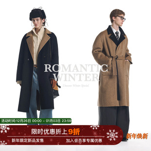 Unvesno 100%澳毛 Row老钱重磅双面呢保暖手工大衣 双面穿