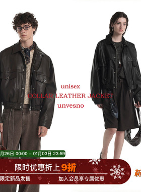 【LM风】Unvesno(UN)“Boxyfit”短廓复古皮革男女同款夹克外套秋