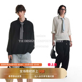 撞色条纹小镂空提花肌理感长袖 Unvesno POLO衫 可拆卸领带