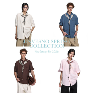 【定制丝巾】Unvesno(UN)老钱风莱赛尔亚麻混纺短袖衬衫2.0版本