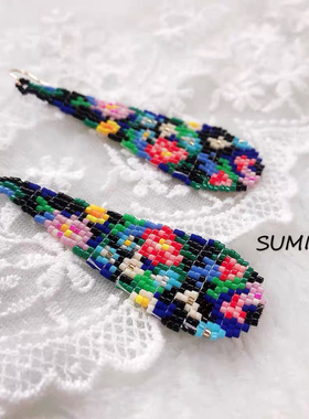 summer手作｜miyuki米珠串珠手工ins风几何气质春夏度假耳环耳饰