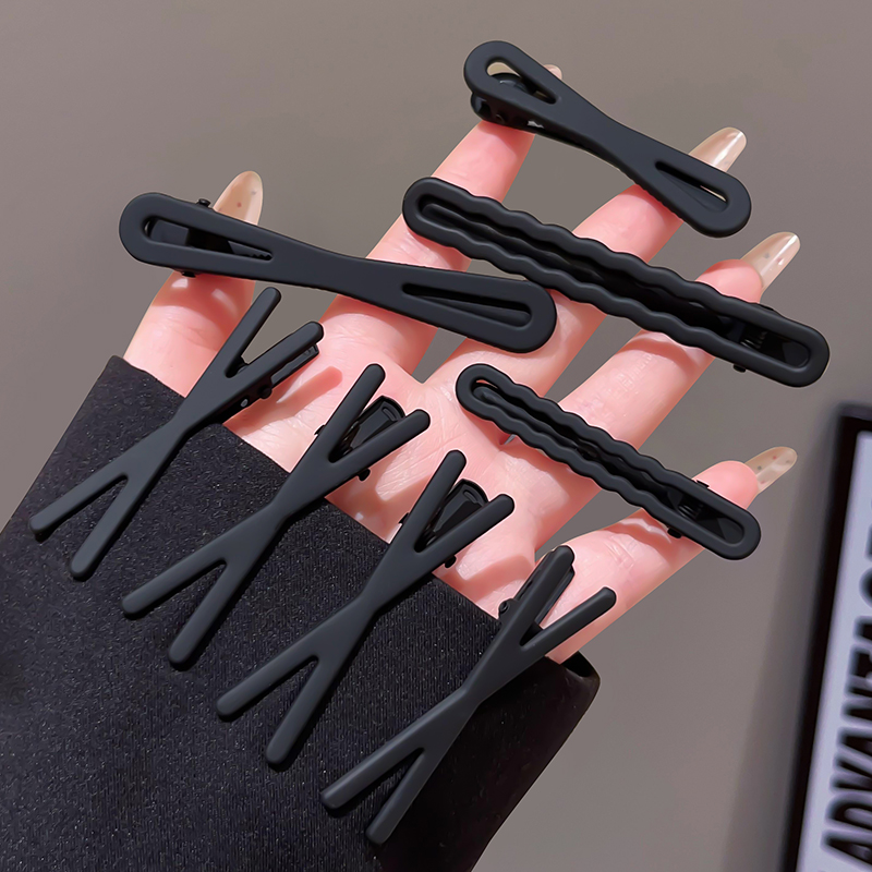 黑色磨砂发夹女前额刘海一字夹