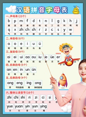 汉语拼音字母表墙贴一年级拼读训练全表声母韵母整体认读音节挂图
