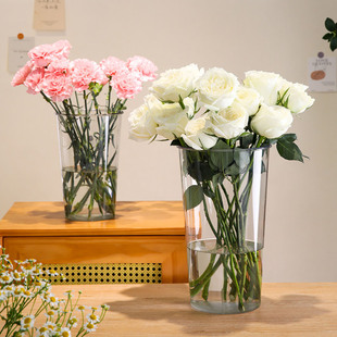 亚克力透明花瓶家用深水养花桶防摔筒圆筒水培器皿花艺大号醒花桶