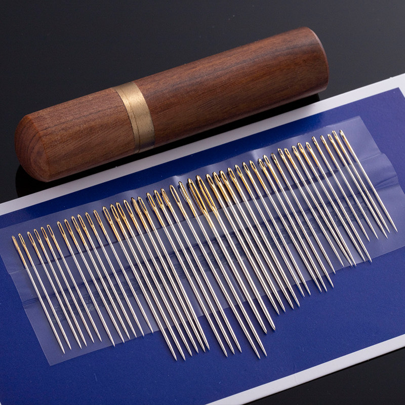 缝衣服手缝针家用老人用大孔钢针免穿手工针缝被子针穿线针盒