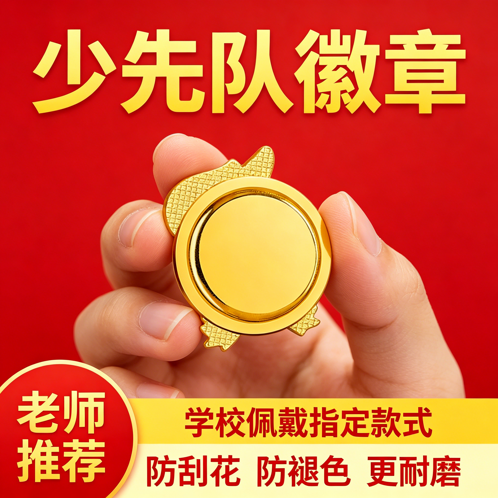 少先队员队徽小学生专用别针款磁扣设计正版强力磁铁强磁磁吸校徽标准