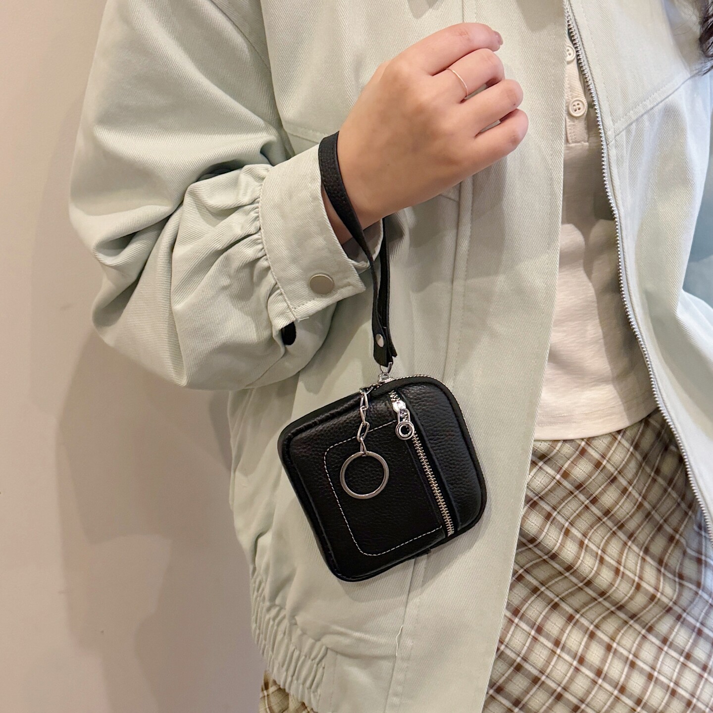 小众高颜值真皮零钱包女多功能拉链迷你小包简约证件钥匙扣收纳包