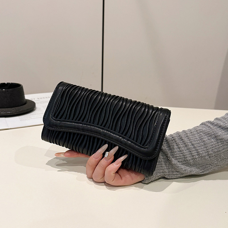 小众高级感褶皱长款钱包女士款简约多卡位大容量多功能手拿手机包,箱包皮具/热销女包/男包,钱包,淘宝优惠券,粉丝福利购,淘宝优惠卷