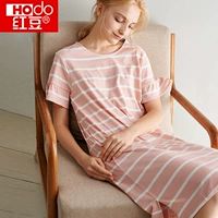 Red bean lady nightdress nữ mùa hè cotton dài đồ ngủ gợi cảm kích thước lớn mùa xuân và mùa thu ngắn tay áo mỏng phần bông dịch vụ nhà - Đêm đầm kiểu đầm đẹp