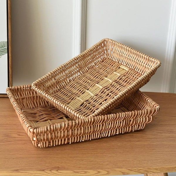 Retro Storage Basket Handmade Woven Rattan Large Capacity