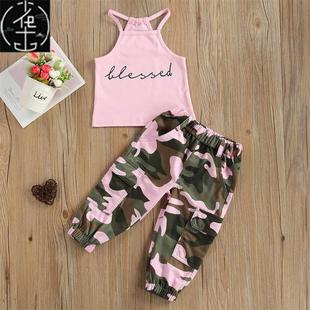 Kids Set 2Pcs Clothes Girl’s Sleeveless Infant Letter Baby