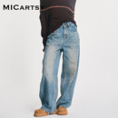 MICartsy王紫珊配饰车togo系列秋冬新款 女 刺绣星星休闲直筒牛仔裤