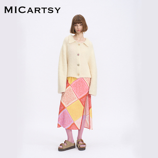 MICartsy王紫珊秋冬新款 饰针织外套女百搭小众PZ026 花朵扣装