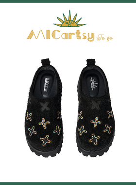 MICartsy王紫珊配饰车togo系列黑色钉珠厚底百搭外穿博肯休闲鞋女