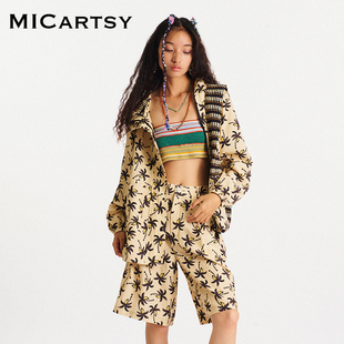 MICartsy王紫珊春夏新款 椰树印花戴帽外套女百搭原创