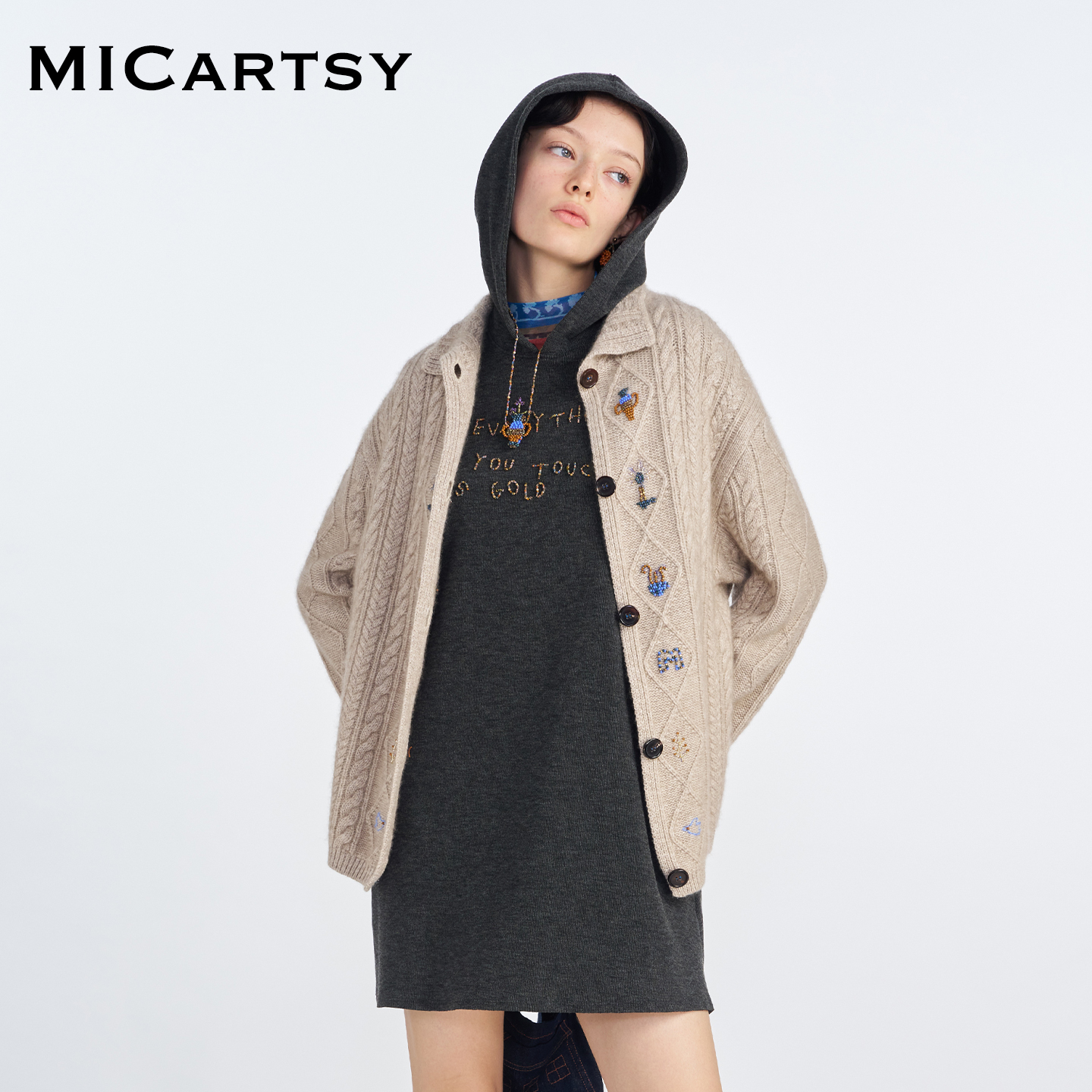 MICartsy,手工钉珠,连衣裙