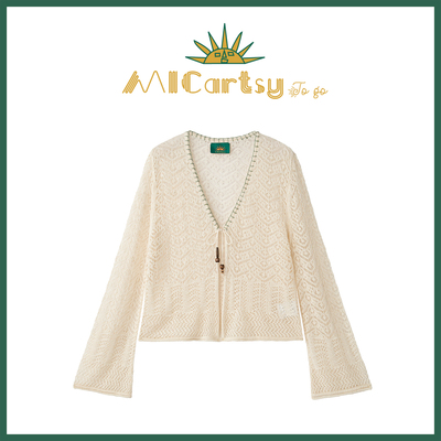 MICartsytogo撞色刺绣针织开衫