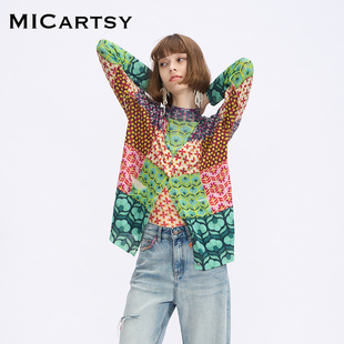 MICartsy王紫珊2023秋冬新款 外套女小眾RG033 印花超細羊毛開衫