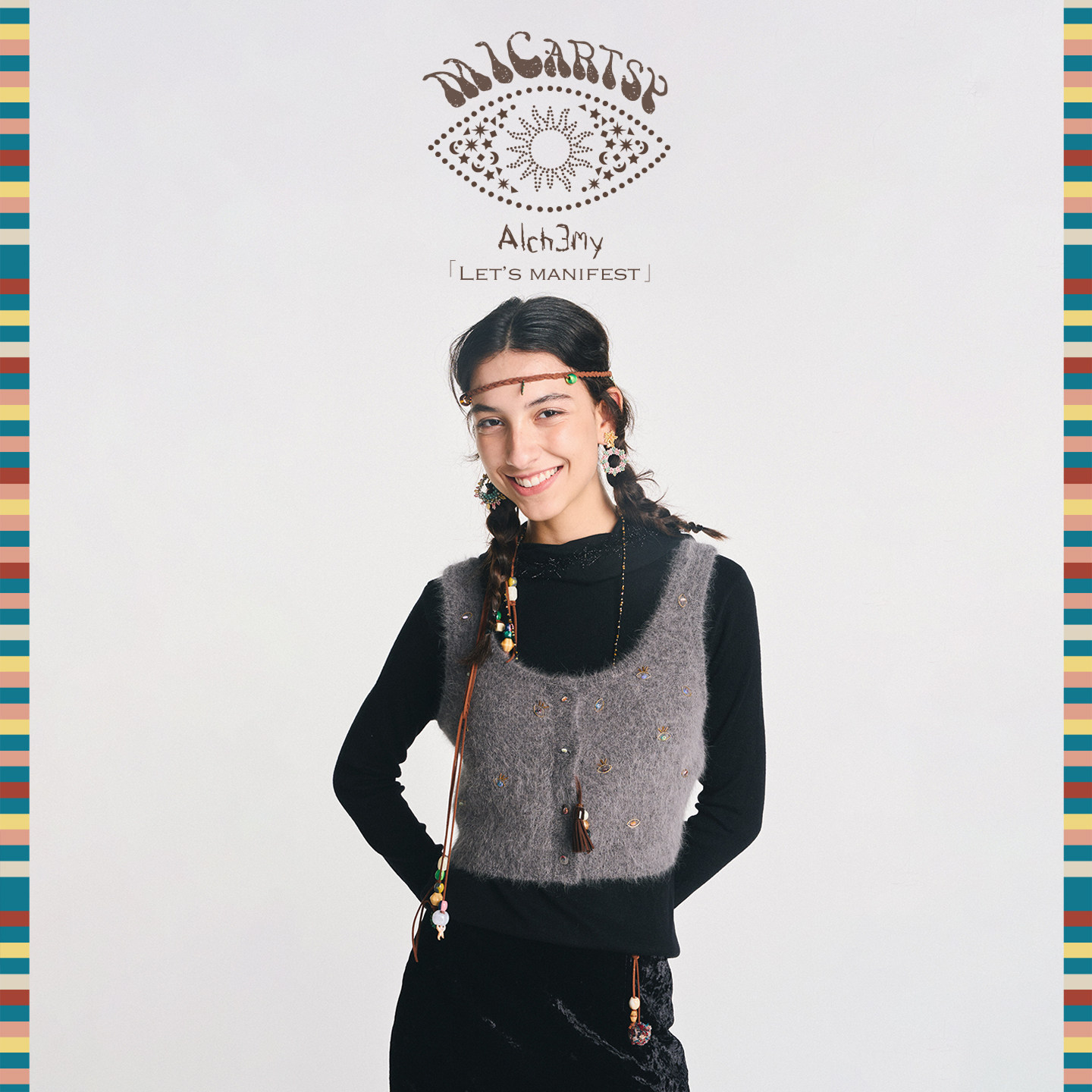 MICartsy2025秋冬节日系列紫灰色手工钉珠毛毛马甲针织背心上衣女,女装/女士精品,马夹,淘宝优惠券,粉丝福利购,淘宝优惠卷