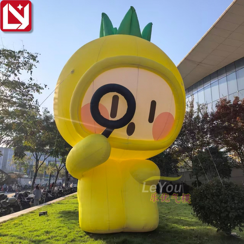 充气卡通菠萝杯联名菠萝人偶气模ip定制户外宣传引流美陈装饰品