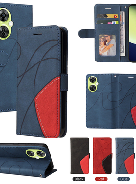 适用于一加Nord CE3 Lite双色拼接皮套手机壳插卡防摔保护套商务