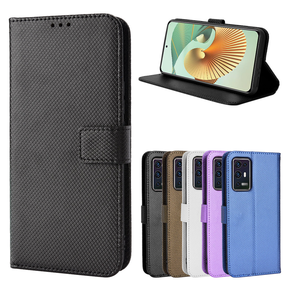 适用于中兴axon30 pro 5g钻石纹插卡皮套手机壳防摔保护套翻盖式