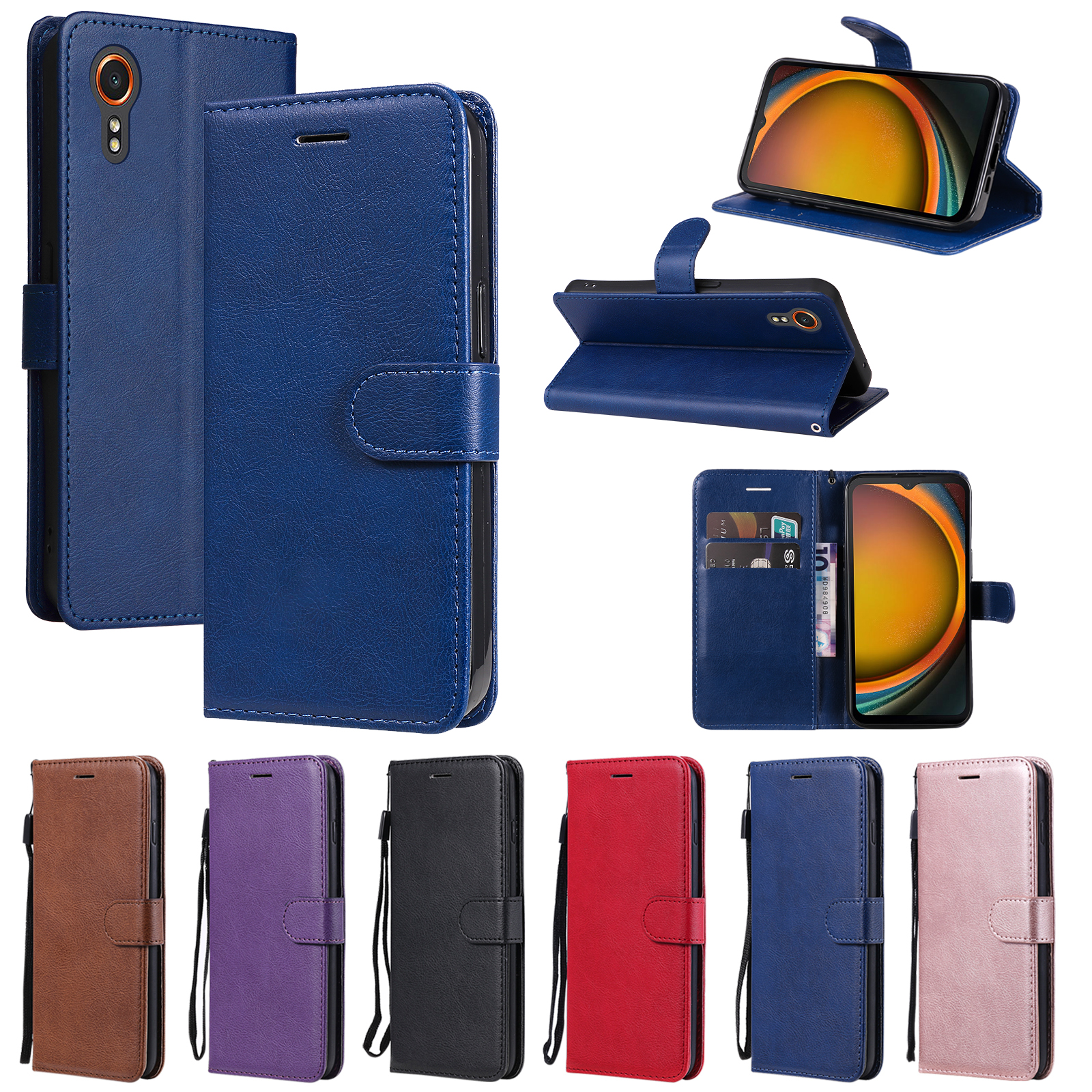 适用于三星Galaxy Xcover7 5G全球版简约纯色皮套手机壳插卡防摔保护套翻盖式外壳商务男女潮壳软壳