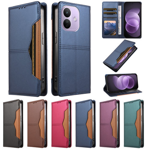 适用于红米Note17 Pro 5G国内版强磁珠光撞色拼接皮套手机壳插卡防摔保护套翻盖式商务素皮男女外壳