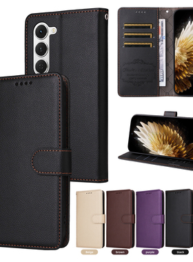 适用于传音Tecno Spark 40 Pro经典荔枝纹皮套手机壳插卡防摔保护套商务男女素皮外壳翻盖式