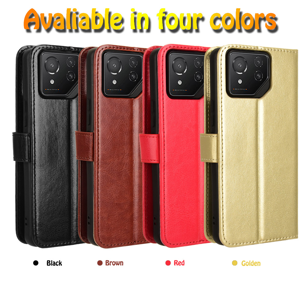 适用于华硕Rog Phone8/8pro疯马纹皮套手机壳插卡保护套男女商务