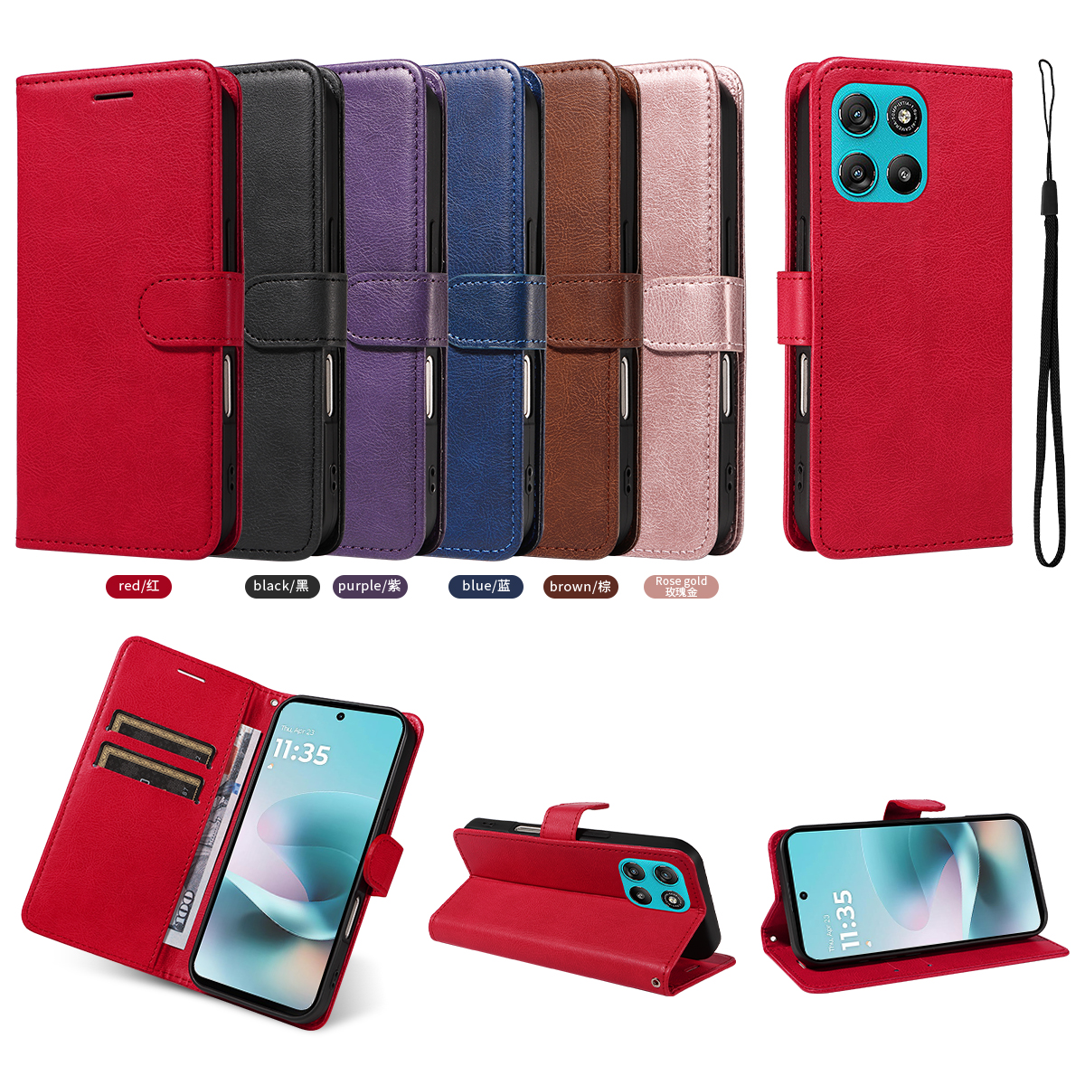 适用于MOTO G67 Power 5G,G57 Power,G100 5G 2025简约纯色皮套手机壳插卡防摔保护套翻盖式商务男女外壳