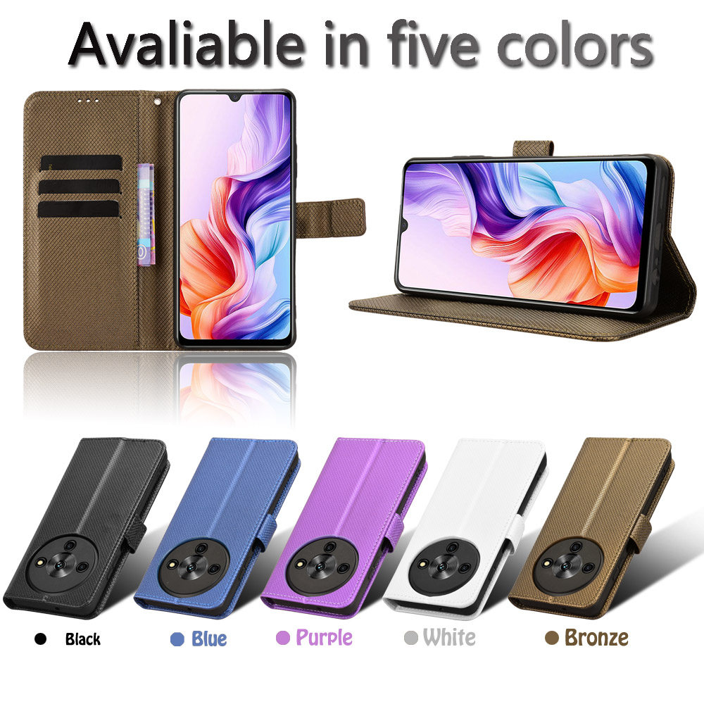 适用于中兴ZTE Blade A76 5G钻石纹皮套手机壳插卡防摔保护套商务男女素皮翻盖式外壳