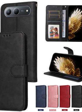 适用于传音Spark Go 5G 2025,Spark 40 5G,Hot60i 5G经典小牛纹皮套手机壳插卡翻盖式防摔保护套商务男女素皮