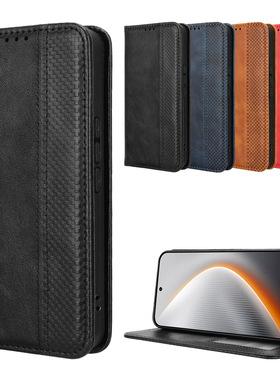 适用于传音Tecno Pova 7 Pro 5G磁扣复古纹皮套手机壳插卡防摔保护套翻盖式素皮男女外壳