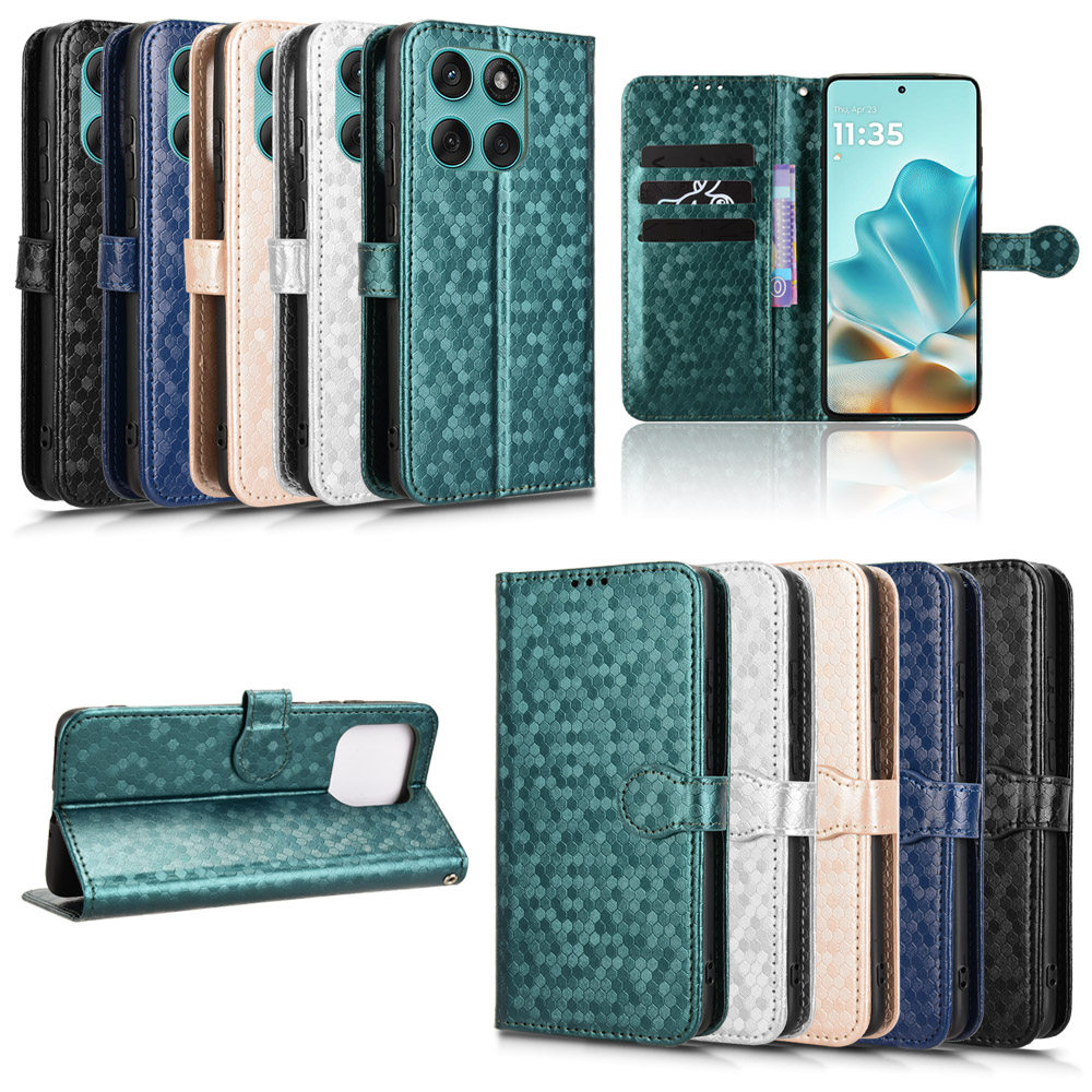 适用于MOTO Edge60 Fusion波点纹皮套手机壳插卡防摔保护套翻盖式商务男女外壳