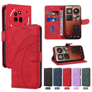 适用于Nothing Phone3A Pro弧形压线皮套手机壳翻盖式插卡防摔保护套商务男女外壳