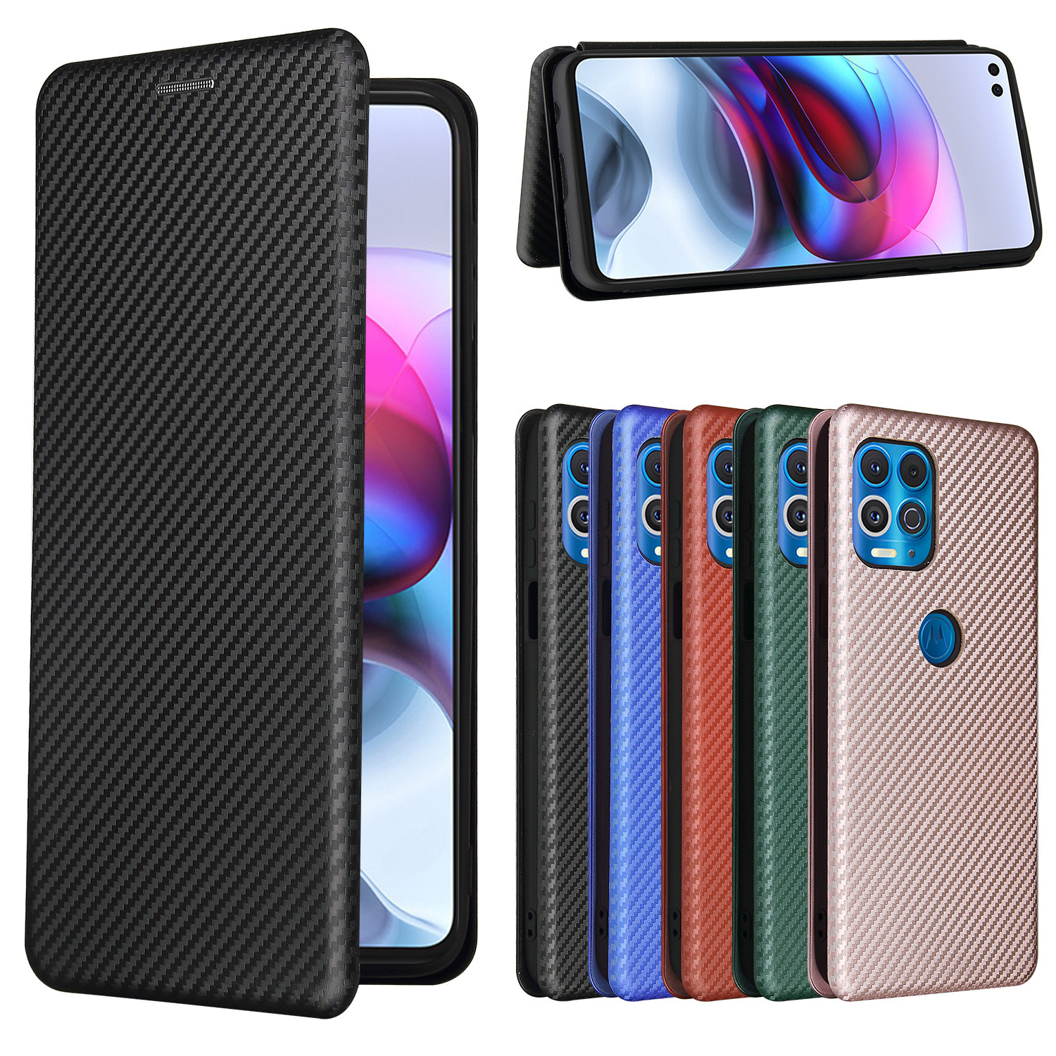 适用于moto edge s磁扣碳纤维纹翻盖式手机壳插卡防摔保护套男女