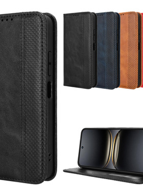 适用于传音Tecno Spark 40C磁扣复古纹皮套手机壳插卡防摔保护套翻盖商务男女素皮外壳