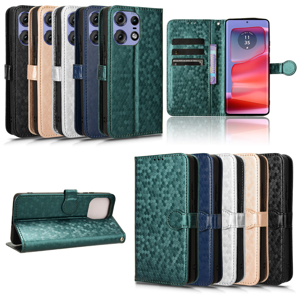 适用于MOTO Edge50 Pro 5G波点纹皮套手机壳翻盖式插卡保护套防摔商务男女外壳潮壳