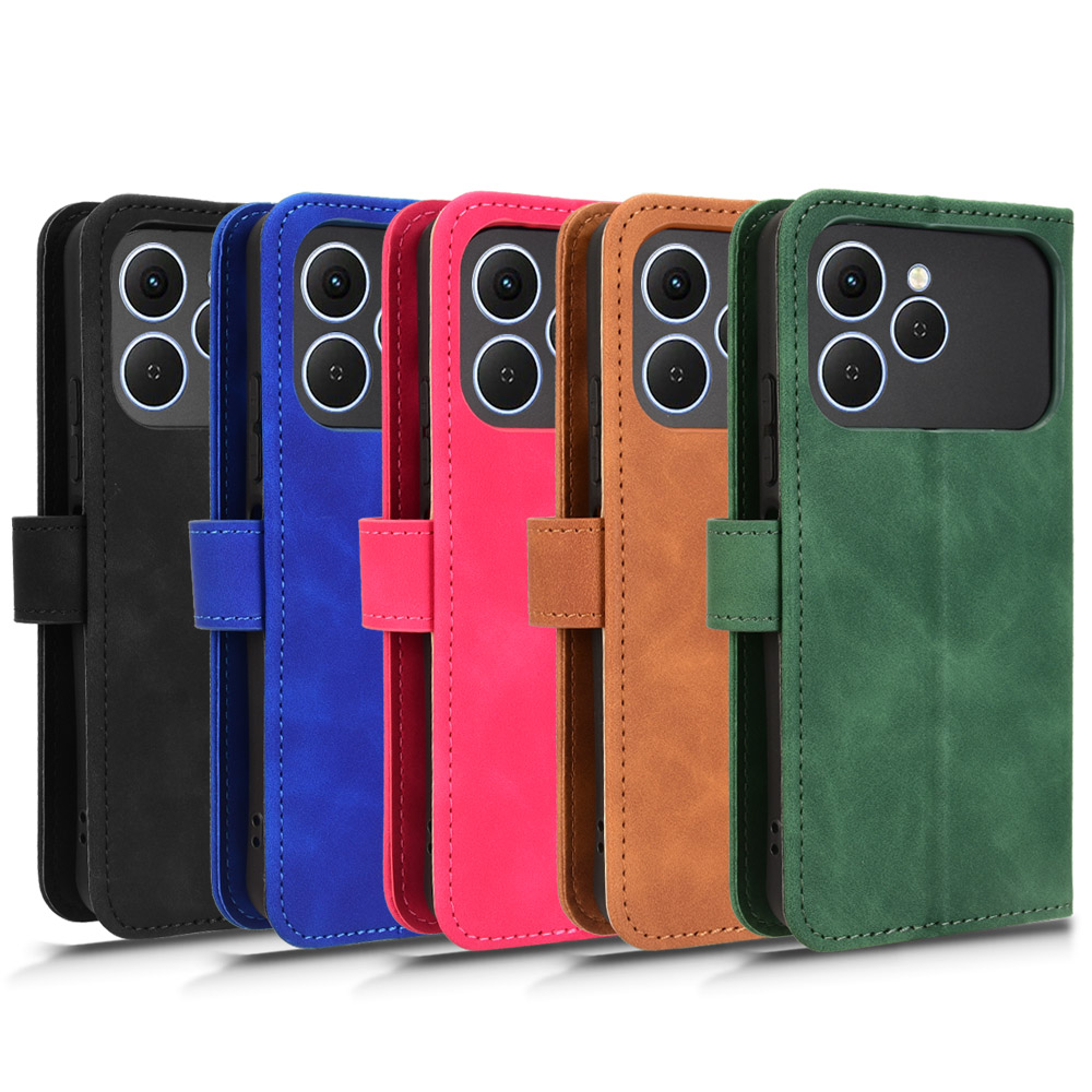 适用于传音Infinix Hot 60 5G，Hot 60i 4G肤感小牛纹皮套手机壳插卡防摔保护套翻盖式男女素皮商务