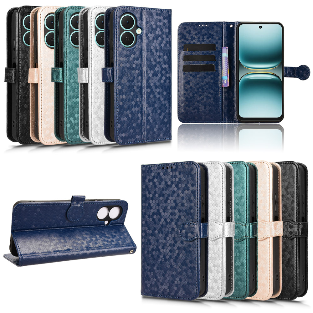 适用于传音Tecno Spark Go 2，KM4波点纹皮套手机壳插卡防摔保护套翻盖式男女素皮