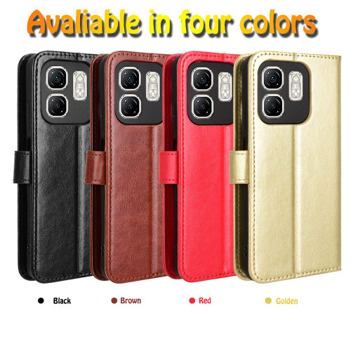适用于传音Infinix Hot50i 4G，X6531，Smart9 4G，X6532疯马纹皮套手机壳插卡防摔保护套翻盖式男女外壳